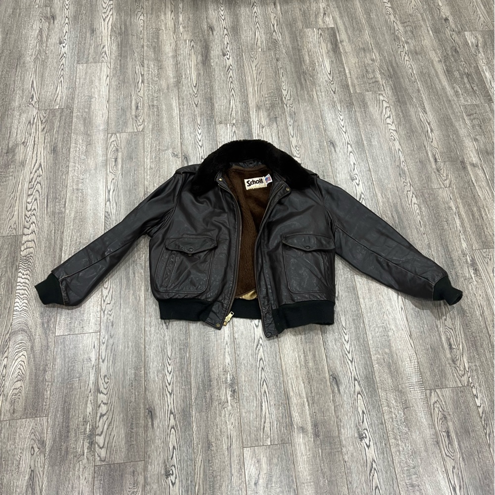 Vintage 70s or 80s Schott NYC Leather Flight Jacket 50